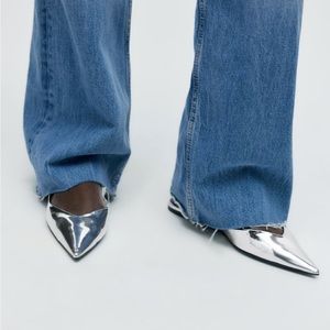 Zara silver flats